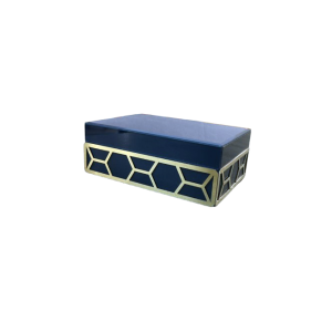 CAJA / JOYERO AZUL Y DORADA